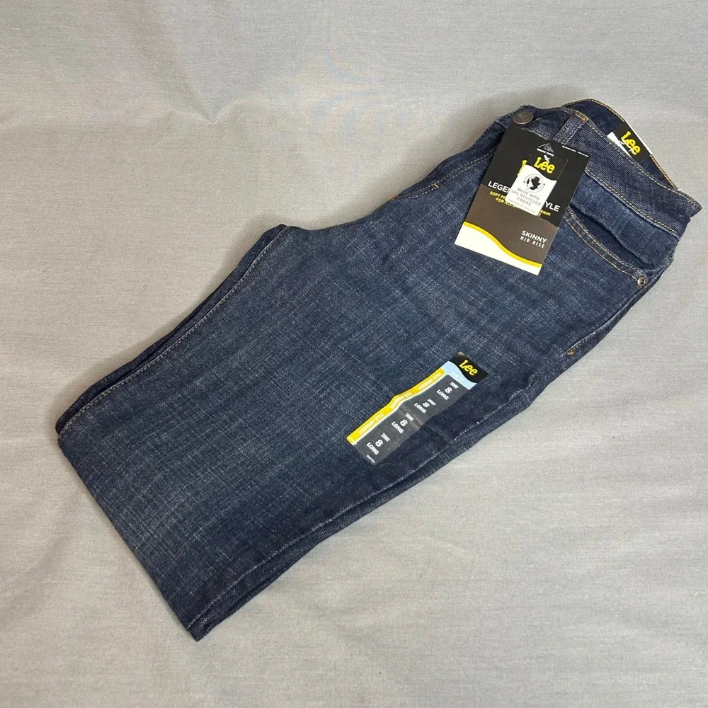Lee Womens Legendary Skinny Mid Rise Jeans‎ Dark Wash Blue 8 Long 1000157438-22C